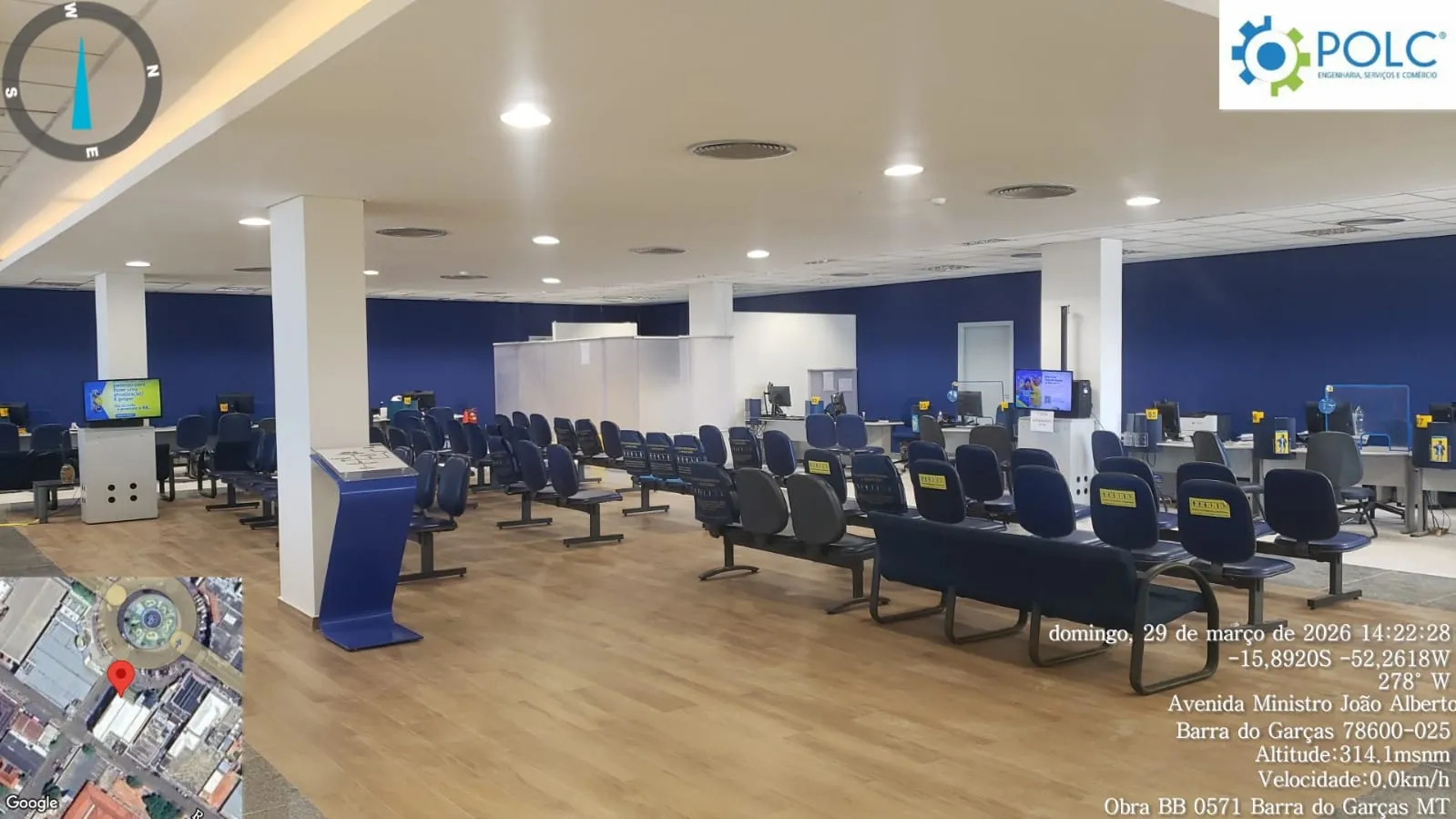 Interior reformado da agência Banco do Brasil em Barra do Garças/MT pela POLC