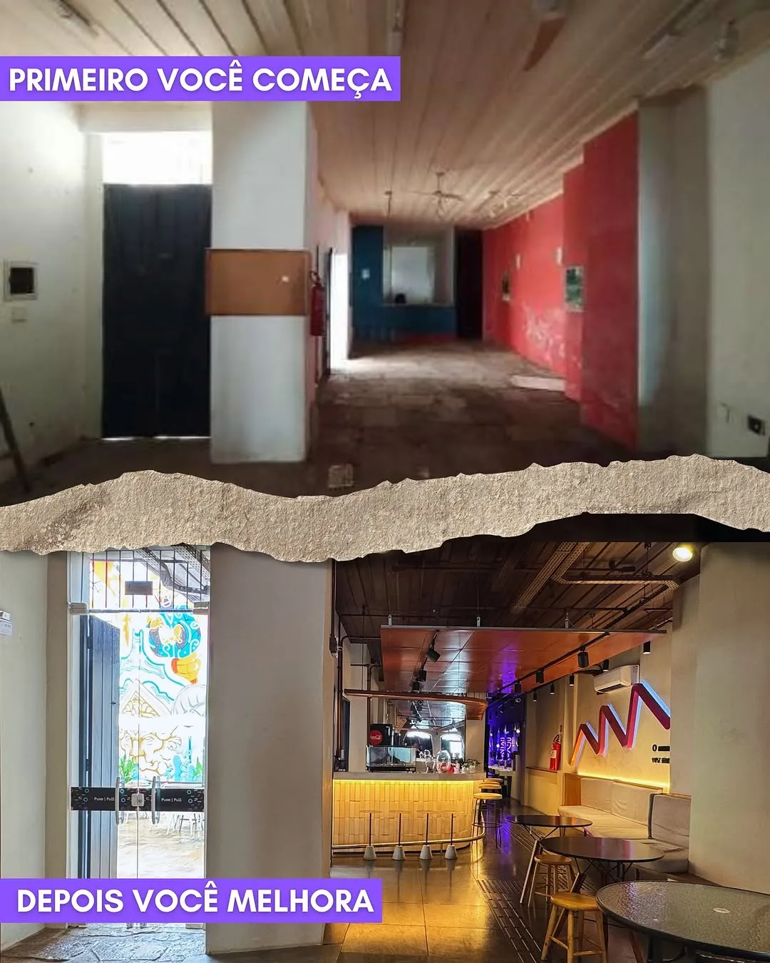 Detalhe do acabamento interno do casarão revitalizado