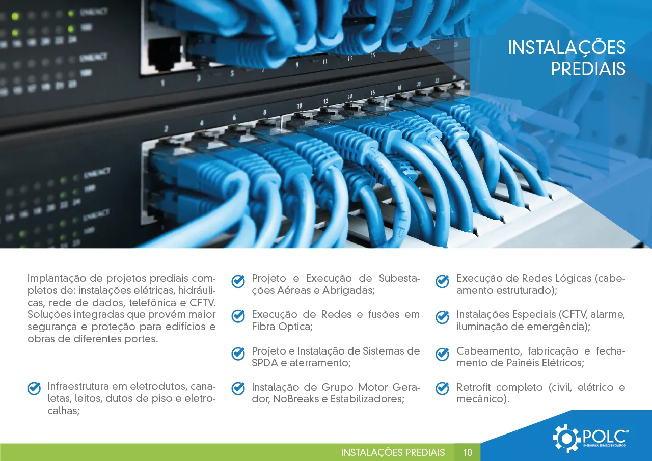 Rack de cabeamento estruturado e fibra óptica instalado pela POLC
