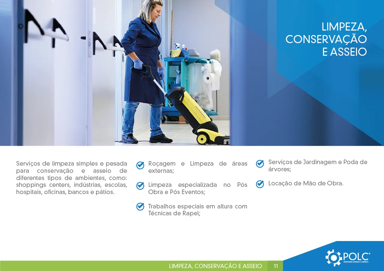 Profissional POLC realizando limpeza especializada com equipamento técnico